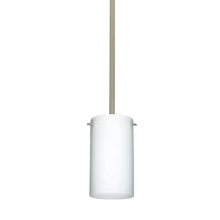 Besa Lighting Stilo 7 Stem Pendant, Opal Matte, Satin Nickel Finish, 1x5W LED 1TT-440407-LED-SN